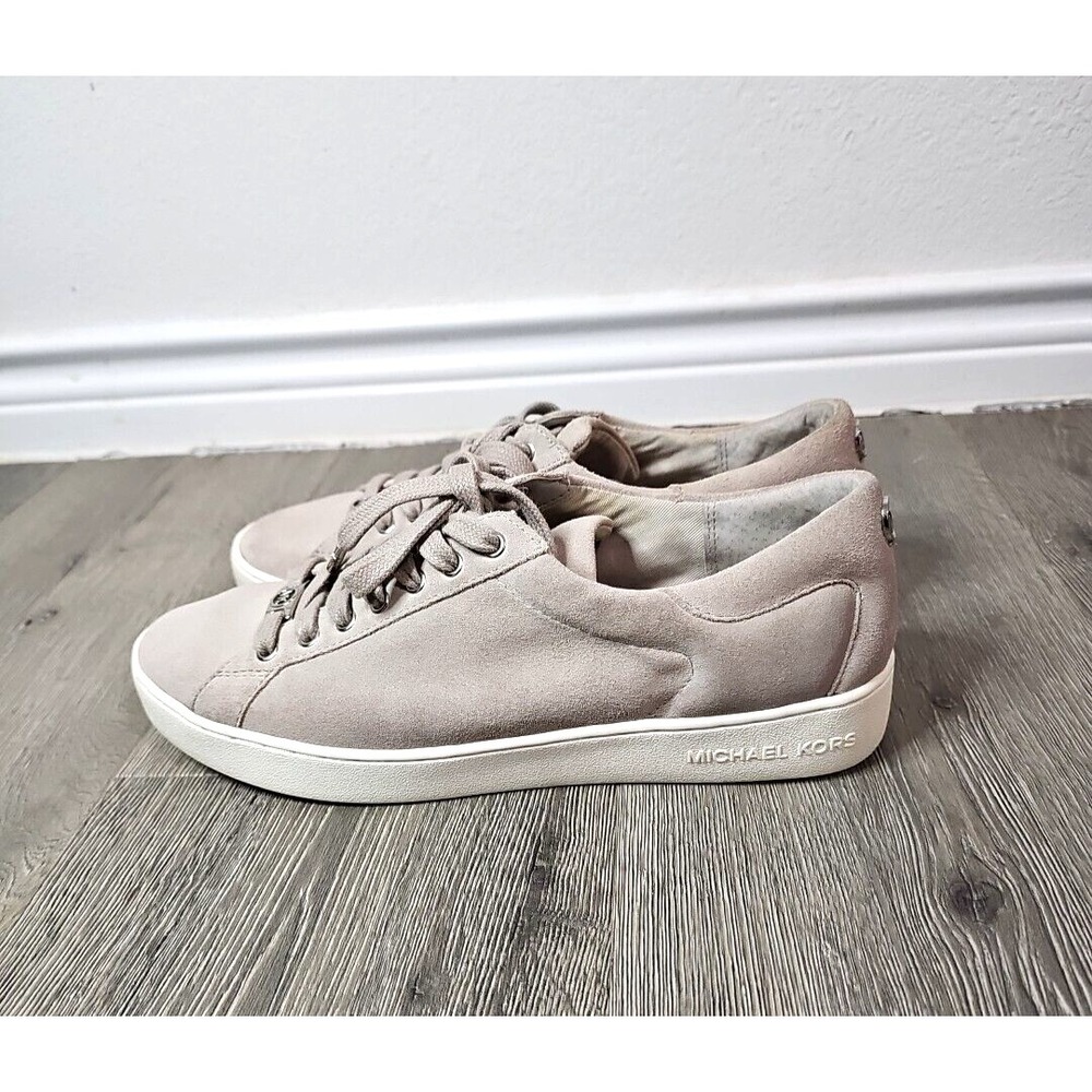 Michael Kors Womens Irving Sneaker Shoes Beige HX16C Low Top Leather Lace Up 10M